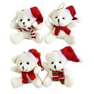 Kit 24 Ursinho de Natal Branco Cachecol Urso Pelúcia Pequeno