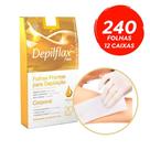 Kit 240 Folhas Prontas Depilação Corporal Depilflax Natural c/12 Caixas