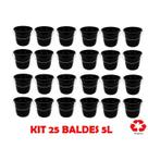 Kit 25 Baldes Preto Pequeno Alça Reforçada 5 Litros Plástico Eventos Kit 25 Baldes Preto Pequeno Alça Reforçada 5 Litros Plástico Eventos