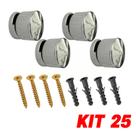 Kit 25 Botão Francês Suporte ABS P/ Espelho + Bucha Parafuso