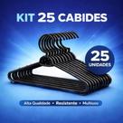 Kit 25 Cabides Para Roupas Preto Multiuso