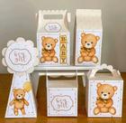 kit 25 caixinhas Personalizadas ursinho cha de bebe (5 unidades de cada)