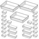 Kit 25 Cestos Organizadores de Gavetas Multiuso Modular Acrilico Porta Maquiagem