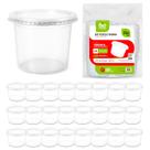 Kit 25 Pote Redondo 250 Ml Descartável Com Tampa Transparente Microondas E Freezer