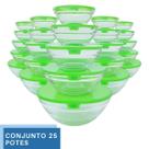 Kit 25 Potes com Tampa Sortida Mantimentos Tigelas Coloridas