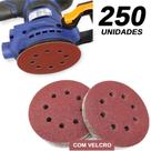 Kit 250 Disco de Lixa Fecho Aderente Vermelho Ferro 125mm Grão 60/100/120/150/180