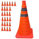 Kit 26 Cones Retráteis SU-CONE2-1 Dobráveis Faixas Refletivas Laranja AB Mídia