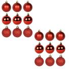 Kit 27 Bolas De Natal 6cm Vermelho Lisa Mista Fosca Glitter Pendente Árvore