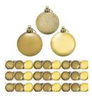 Kit 27 Bolas De Natal Mista 6cm Dourada Decoração Árvore