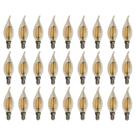Kit 28 Lâmpadas Filamento Led Vela Bico Torto Âmbar 4W E14 2700K