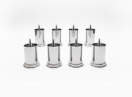 Kit 28 Pés Plástico Cromado Redondo Rosqueável 8 cm P01 Sofá Poltrona - Inoviza