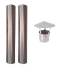 Kit 2m Dutos Chapéu Chinês Curva 45 Inox 304 - Chaminé Kit 2m Dutos Chapéu Chinês Curva 45 Inox 304 - Chaminé