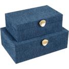 KIT 2PÇS CAIXA ORGANIZADORA HOME&CO CHENILE AZUL - P:8x15x25 M:10x20x30 cm