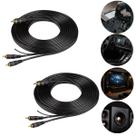 Kit 2un Cabo RCA Ouro Blindado 5 Metros 4 Saídas Macho Estéreo Conector Auxiliar Som Automotivo Mesa de Som Home Theater Caixa 100W - Preto