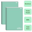 Kit 2un Caderno Brochura Capa Dura Grande 80fls Tons Pasteis Cor Verde Jandaia Escolar Ensino Fundamental Infantil