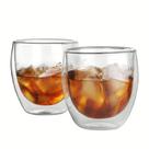 Kit 2un Copo De Vidro Parede Dupla 250ml Para Bebidas Quente E Fria