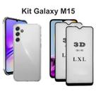 Kit 2UN Película 3D de Vidro + Capa Capinha Transparente para Samsung Galaxy M15