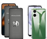 Kit 2UN Película 3D Privacidade + Capa Silicone para Motorola Moto G35