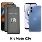 Kit 2UN Película 3D Privacidade + Capa Transparente para Motorola Moto G34