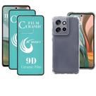 Kit 2UN Película de Cerâmica para Moto G75 5G + 1UN Capa Case Silicone TPU Transparente Anti Impactos