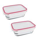 Kit 2Un Potes de Vidro Retangular Hermético (630 ml) - MEK
