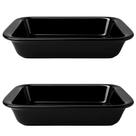 Kit 2un Travessas Refratárias Cerâmicas Retangulares Assadeira Multiuso para Servir Forno 1850ml