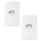 Kit 2Und Conjunto com Tomada Branco 10A 2P+T 250V Placa 4x2