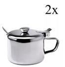 Kit 2x Açucareiro Inox com Tampa e Colher 250ml Dia a Dia