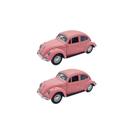 Kit 2x Carrinho de Coleção Fusca Rosa - AP TOYS