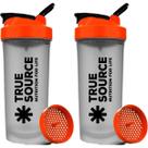 Kit 2X Coqueteleira Slim - 600ml Transparente e Laranja - True Source