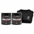 Kit 2x Creatina Monohidratada 100 Pura 300g Action Camisa Dry Fit Preta Slim Brinde