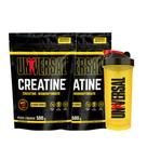 Kit 2x Creatina Monohidratada 500g Refil + Coqueteleira - Universal Nutrition