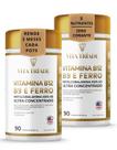 Kit 2x Ferro, Ácido Fólico e Vitamina B12 Metilcobalamina Concentrado Rende 6 Meses 180 Cápsulas