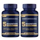 Kit 2x Frascos Magnésio 5 Fontes Quelato, Malato, Taurato, Citrato, Óxido, 60 Cápsulas 500mg Muwiz