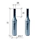 Kit 2x Fresa Router CNC Corte Ø6xAC20mmxH Ø12,7mmx3 Cortes