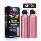 Kit 2x Garrafa de Alumínio Rose com Tampa Bola para Sublimação 600ml