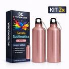 Kit 2x Garrafa de Alumínio Rose com Tampa Mosquetão para Sublimação 600ml Kit 2x Garrafa de Alumínio Rose com Tampa Mosquetão para Sublimação 600ml