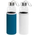 Kit 2x Garrafa de Vidro 520 ml Soft TopGet Azul e Branco Kit 2x Garrafa de Vidro 520 ml Soft TopGet Azul e Branco