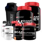 Kit 2x Giant Whey 900g + 2x BCAA 100g + 2x Power Creatina 100g + Glutamina 300g + Coqueteleira - Bodybuilders