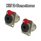 Kit 2x Jack P10 Estéreo Painel C/ Trava Custom Sound Femea Cromado