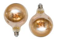 Kit 2x Lâmpadas de Filamento LED Globo G125 4W Ambar 2200K Bivolt