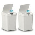 Kit 2x Lixeira Automática 13L Sensor Movimento Tampa Inteligente Design Moderno Branco Preto e Cinza