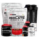 Kit 2x Optimum Isolate Protein 2kg + 2x Bcaa100g+ 2x Creatina100g + Glutamina 500g + 2x Coqueteleira - Bodybuilders