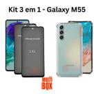 Kit 2x Películas 3D de Vidro Privacidade + Capa Transparente para Samsung Galaxy M55