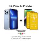 Kit 2x Películas de Cerâmica Fosca + Capa Anti Choque Transparente para Iphone 14 Pro Max