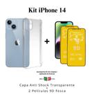 Kit 2x Películas de Cerâmica Fosca + Capa Capinha Transparente para Iphone 14