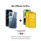 Kit 2x Películas de Cerâmica Fosca + Capa Capinha Transparente para Iphone 14 Pro