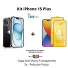 Kit 2x Películas de Cerâmica Fosca + Capa Transparente para Iphone 15 Plus