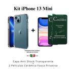 Kit 2x Películas Fosca Privacidade + Capa Capinha Transparente para Iphone 13 Anti Impactos