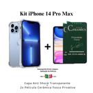 Kit 2x Películas Fosca Privacidade + Capinha Transparente para Iphone 14 Pro Max Anti Impactos